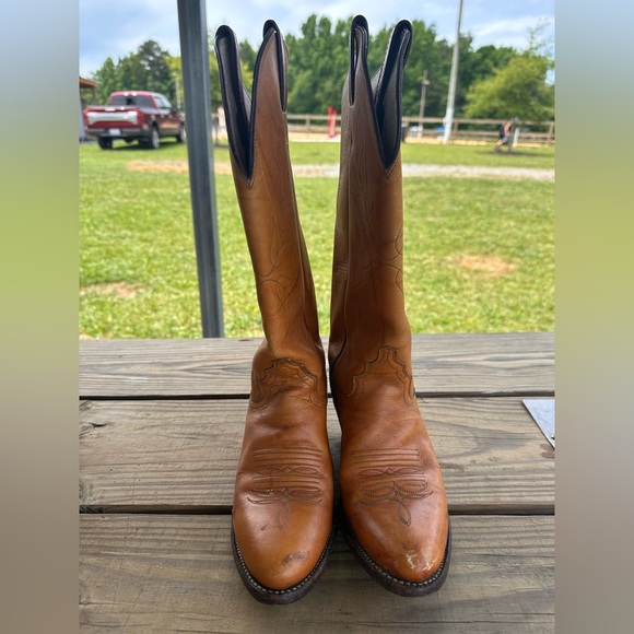 Vintage Justin Boots Tan Leather Western Boots size 6. - Picture 4 of 6